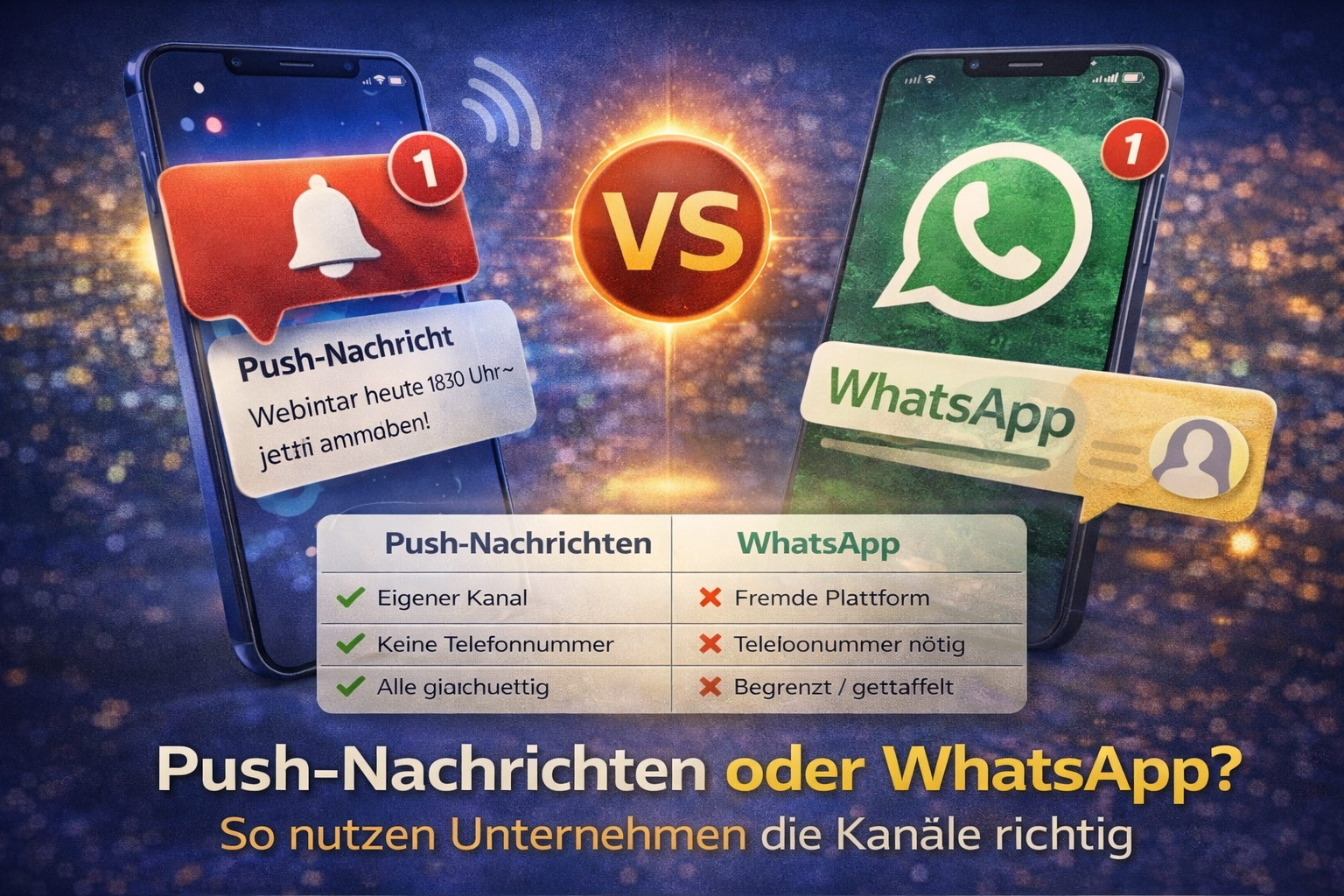 Eigene App mit Push-Nachrichten im Vergleich zu WhatsApp – Kundenkommunikation und Reichweite für Unternehmen Eigene App mit Push-Nachrichten im Vergleich zu WhatsApp – Kundenkommunikation und Reichweite für Unternehmen